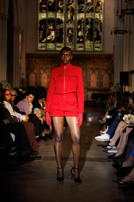 Red Wool Shorts